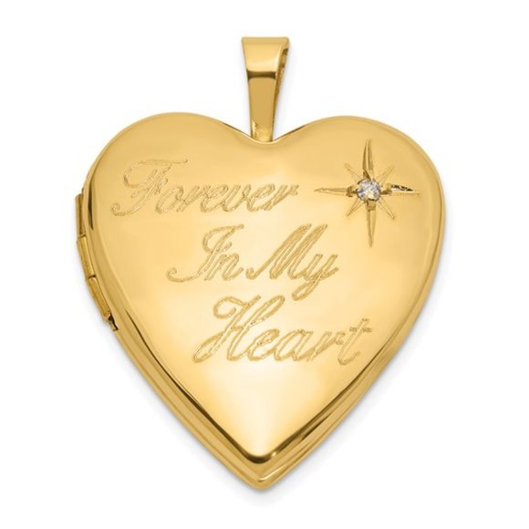 14k Yellow gold Heart Locket with forever in my heart - Picture 5 of 6